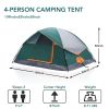 Easy Setup 2-4 Person Lightweight Dome Tent with Fly, Mesh Windows & Skylights
