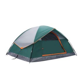 Easy Setup 2-4 Person Lightweight Dome Tent with Fly, Mesh Windows & Skylights (Color: green/Two people)