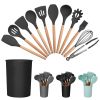 11Pcs Silicone Cooking Utensil Set Heat Resist Wooden Handle