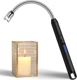 Rechargeable USB Electric Lighter with 360° Flexible Neck & Safety Lock, Windproof (Color: Black)