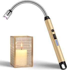 Rechargeable USB Electric Lighter with 360° Flexible Neck & Safety Lock, Windproof (Color: Gold)