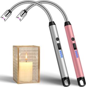 Rechargeable USB Electric Lighter with 360° Flexible Neck & Safety Lock, Windproof (Color: Silver & Rose Gold)