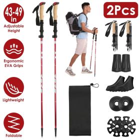 Folding Aluminum Trekking Poles with EVA Foam Grips (Color: Red)