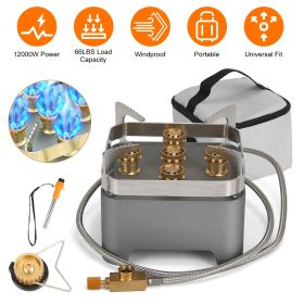 12000W Portable Windproof Camping Stove - with Carrying Case (Color: grey)