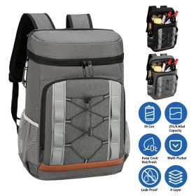 Cooler Backpack 36 Can Leakproof Insulated Cooler Backpack with 25L/6.6Gal (Color: grey)