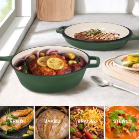 Enamel cast iron soup pot with handle (Color: Green)