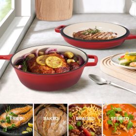 Enamel cast iron soup pot with handle (Color: Red)