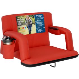 Reclining Stadium Seat - Waterproof Foldable Camping Chair with Extra Thick Padding and Wide Back Support (Color: Red, size: Extra-Wide)