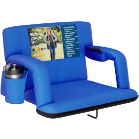 Reclining Stadium Seat - Waterproof Foldable Camping Chair with Extra Thick Padding and Wide Back Support (Color: Royal Blue, size: Extra-Wide)