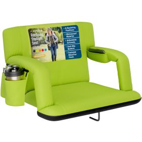 Reclining Stadium Seat - Waterproof Foldable Camping Chair with Extra Thick Padding and Wide Back Support (Color: Lime, size: Extra-Wide)