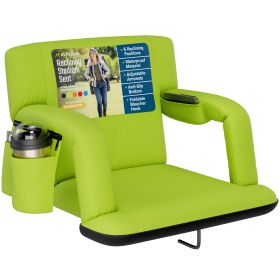 Reclining Stadium Seat - Waterproof Foldable Camping Chair with Extra Thick Padding and Wide Back Support (Color: Lime, size: Wide)