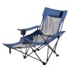 Reclining Camping Chair, 4 Adjustable Positions, Portable Folding Lounger for Adults, Mesh Beach Chair with Headrest & Foot Rest, Supports 220 lbs
