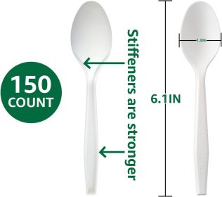 100% Compostable  Knives Forks Spoons (Color: Ivory White)