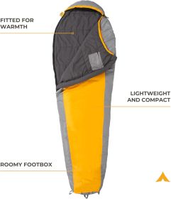 20F and 5F Degree Sleeping Bag; Lightweight, Warm Weather Mummy Sleeping Bags for Adults and Kids (Color: Orange)
