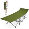 Folding Camping Cot with Side Storage Pocket and Detachable Headrest