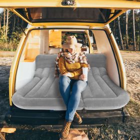 Inflatable SUV Air Mattress with Pillow, Air Pump, Storage Bag (Color: grey)