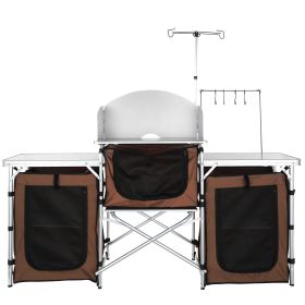 Camping Kitchen Table with Storage and detachable windscreen, incl. Carrying Bag (Default: Default)