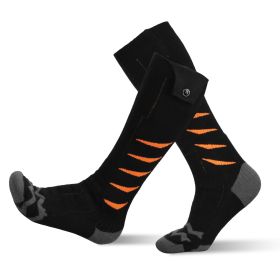 Heated Socks with APP Control 5000mAh Battery Rechargeable Thermal Socks (Color: Orange Leaf)
