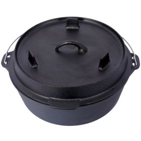 Cast Iron Deep Pot (Color: Black, Type: 6 Quart)