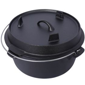 Cast Iron Deep Pot (Color: Black, Type: 8 Quart)