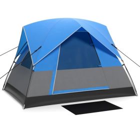 2-3 Person Tent with Mesh Windows, Rain Fly, Carry Bag (Color: Blue, Type: Tent)