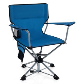 360° Swivel Chair  with Mesh Cup Holder and Storage Pockets (Color: Blue)