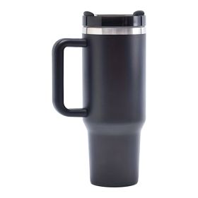 40oz Tumbler, With Handle And Straw Lid (Color: Black)