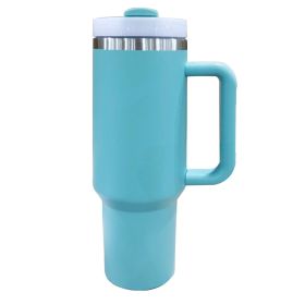40oz Tumbler, With Handle And Straw Lid (Color: Lake Green)