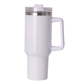 40oz Tumbler With Handle And Straw Lid (Color: White)