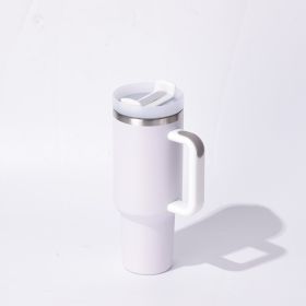 40oz Tumbler, With Handle And Straw Lid (Color: White)