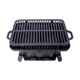 Portable Cast Iron BBQ Grill with Grate (Color: Black, Type: Style A)