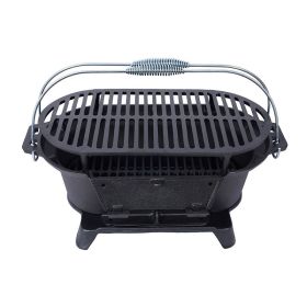 Portable Cast Iron BBQ Grill with Grate (Color: Black, Type: Style B)