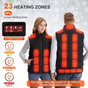 Heated Vest with 23 Heating Zones 3 Heat Levels USB Powered (size: S)
