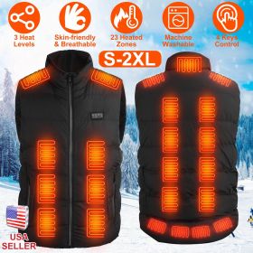 Heated Vest with 23 Heating Zones 3 Heat Levels USB Powered (size: M)