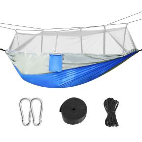 Double Hammock with Mosquito Net (Color: GreyBlue)