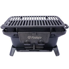 Tabletop Cast Iron Charcoal Grill (Color: AS PIC)