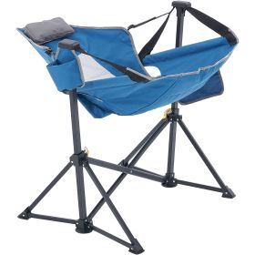 Reclining Camping Chair, 300 lbs Load Camping Hammock Chair, Rocking Lounge Folding Chair with Cup Holder Storage Bag Headrest & Adjustable Backrest (Color: Blue, Type: Regular Lounge Chair)
