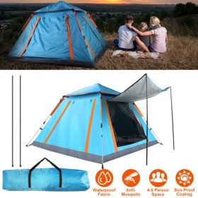 4-5 Person Pop-Up Camping Tent, Instant Setup Family Tent with 2 Mosquito Nets Windows (Color: as picture)