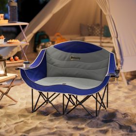 Double Camping Chair with Armrests, Cup Holders, Carry Bag (Color: General)
