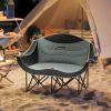 Padded Folding Double Camp Chair for Adults, with Armrests, Cup Holders, Carry Bag