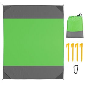 Sand Proof Water Resistant Picnic Blanket w/ 4 Anchors and Carry Bag (Color: Green, size: large)