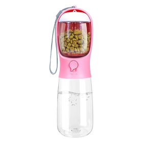 18.6OZ Portable Pet Water Dispenser with Detachable Food Container Leak-Proof Lock Design (Color: Pink, size: One size)