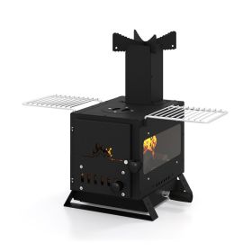 Portable Wood Burning Stove (Color: Black, Type: Camping supplies)