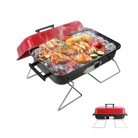 Portable Charcoal Grill (Color: Red, Type: Grill)