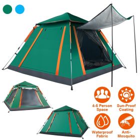 4-5 Person Waterproof Tent with 2 Mosquito Net Windows, Carrying Bag (Color: Green)