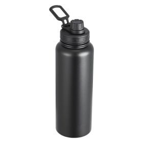 Insulated Stainless Steel Water Bottle with Wide Mouth Lid (Color: Black, Type: Insulated  Cup)
