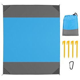 Sand Proof Water Resistant Picnic Blanket w/ 4 Anchors and Carry Bag (Color: Blue, size: medium)