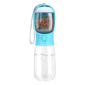 18.6OZ Portable Pet Water Dispenser with Detachable Food Container Leak-Proof Lock Design (Color: Blue, size: One size)