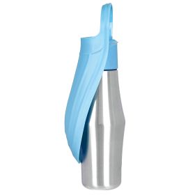 25OZ Portable Dog Water Bottle Foldable Stainless Steel Water Dispenser Leak-Proof Design (Color: Blue, size: One size)