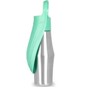 25OZ Portable Dog Water Bottle Foldable Stainless Steel Water Dispenser Leak-Proof Design (Color: Green, size: One size)